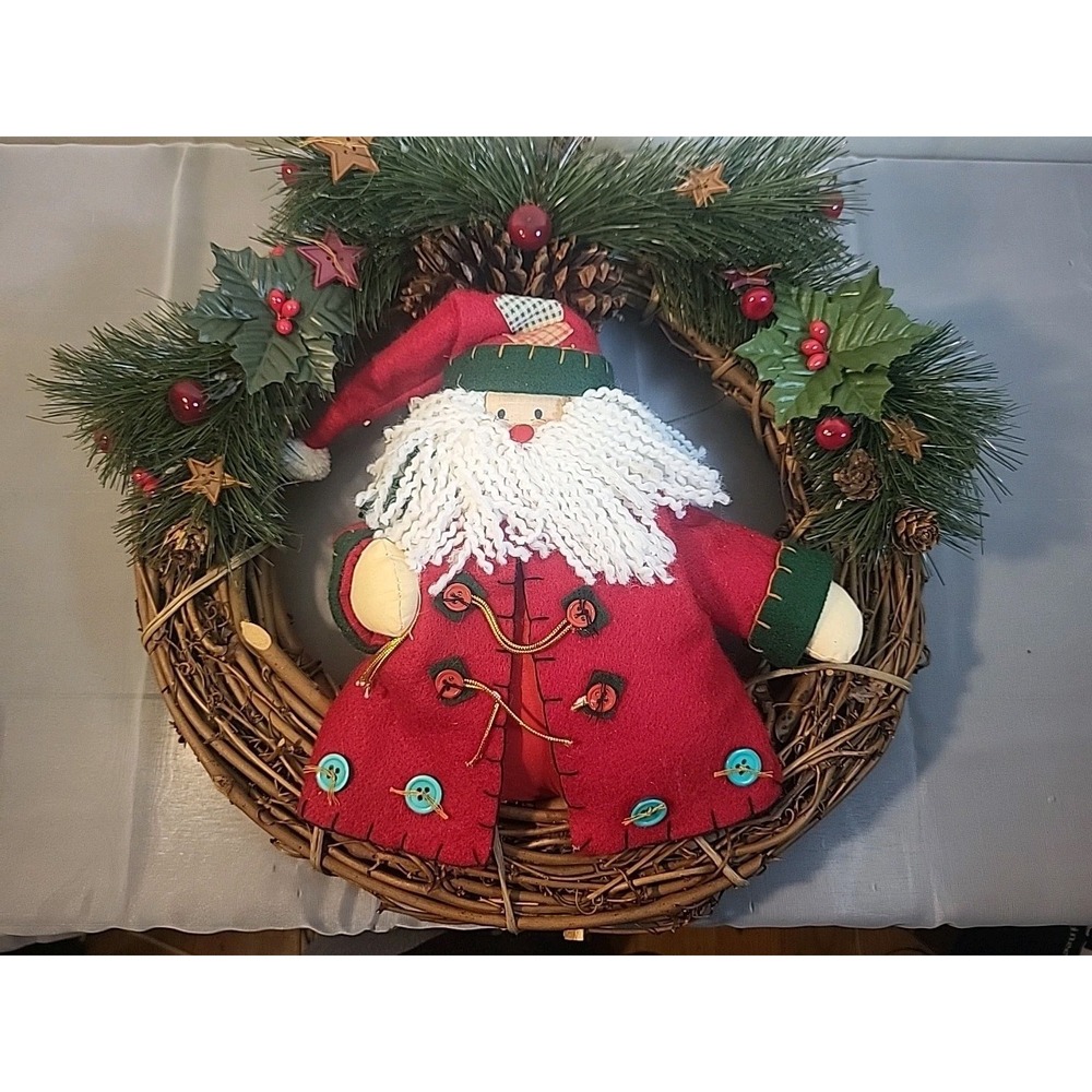 Vintage Handmade Santa‎ Wreath